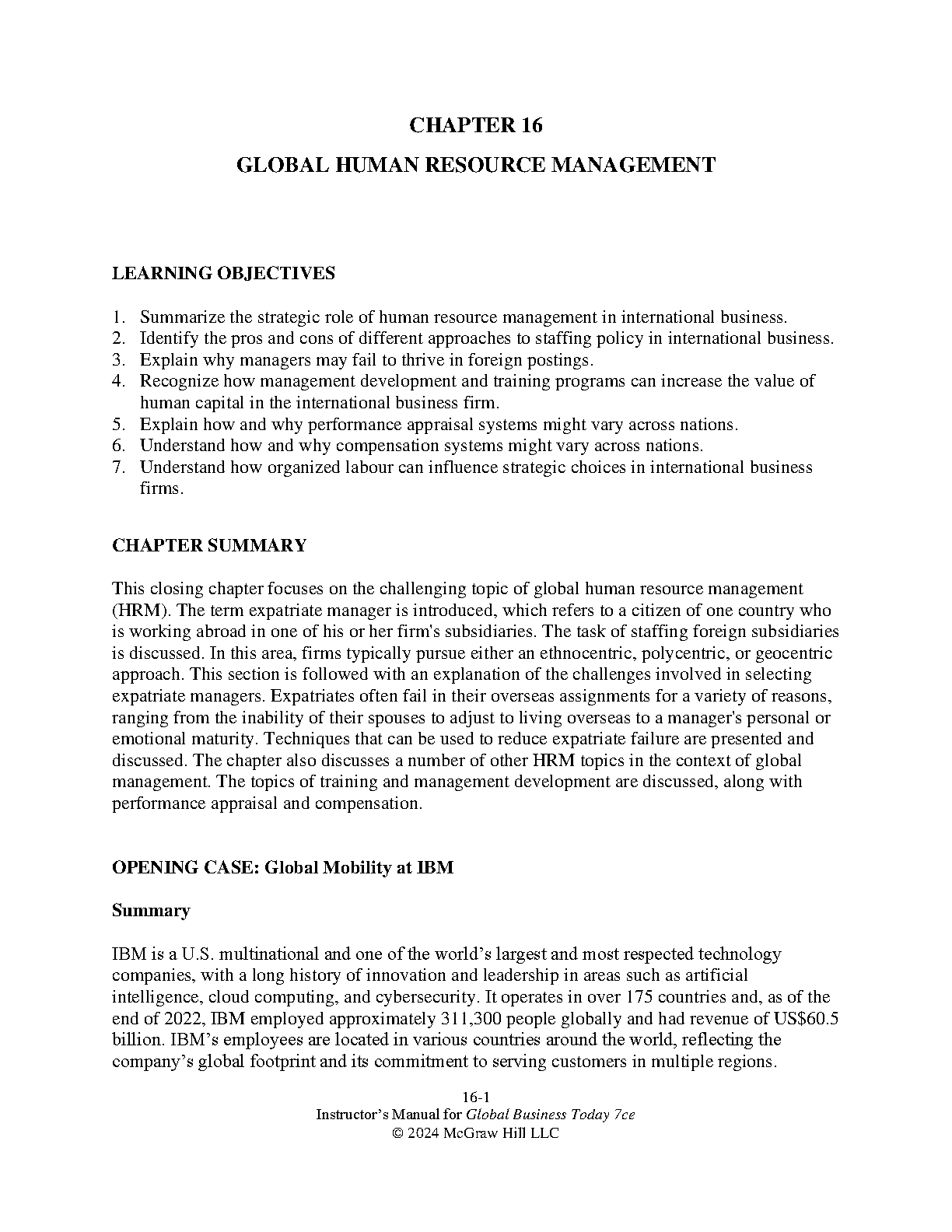 Global Business Today 7th Canadian Edition Instructor Manual