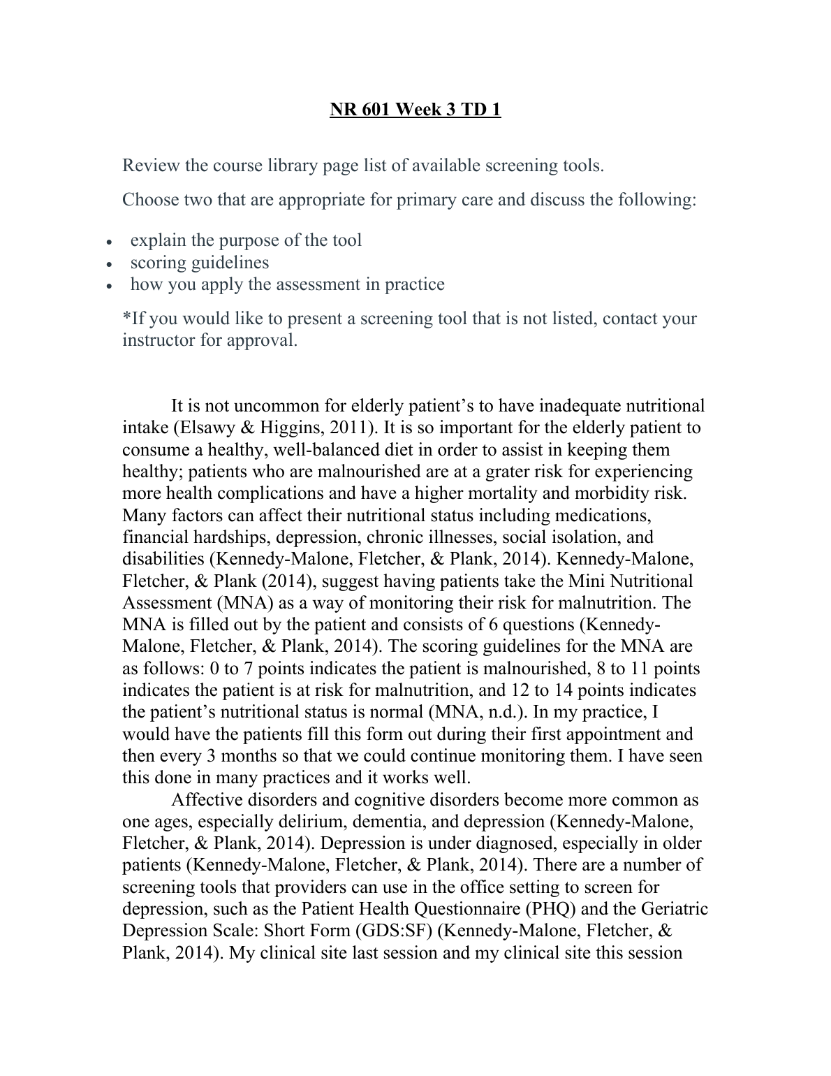 NR 601 Week 3 TD 1 Solution Mini Nutritional Assessment IMG-1