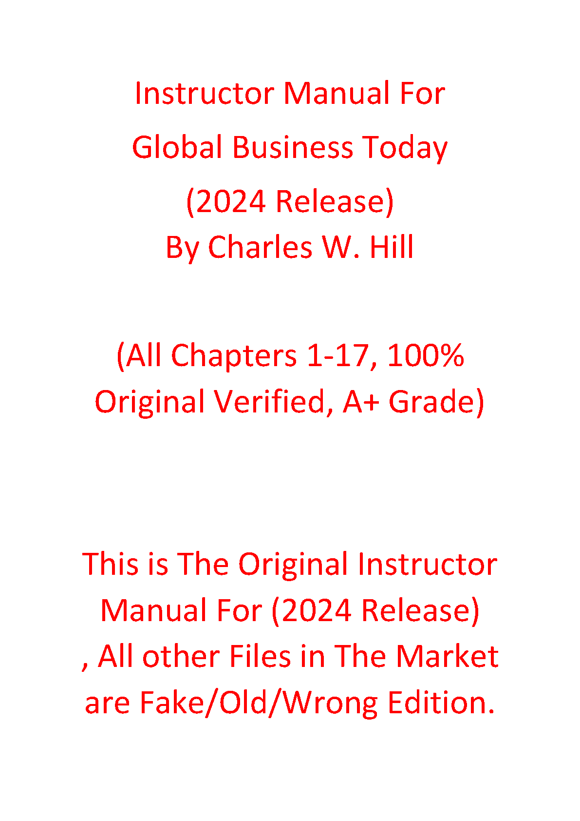 Global Business Today Instructor Manual 2024