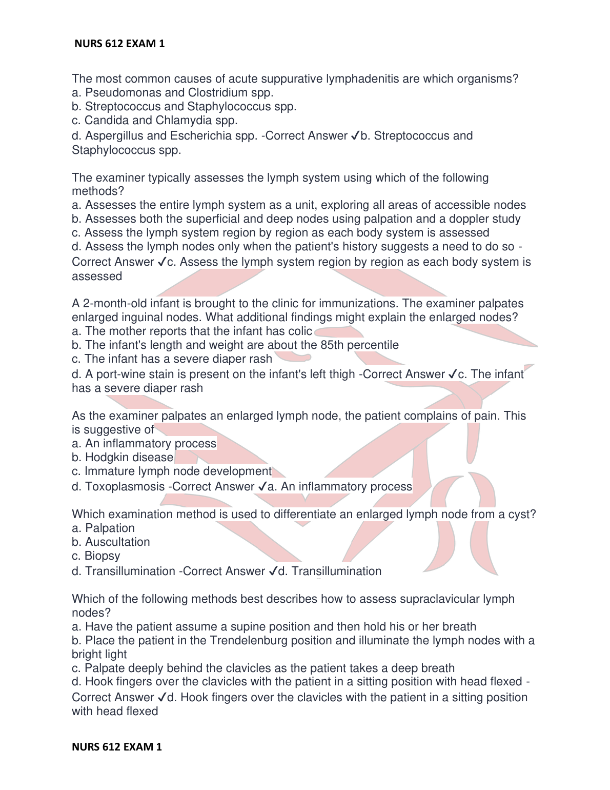 NURS 612 Exam 1 Advanced Health Assessment Test Bank