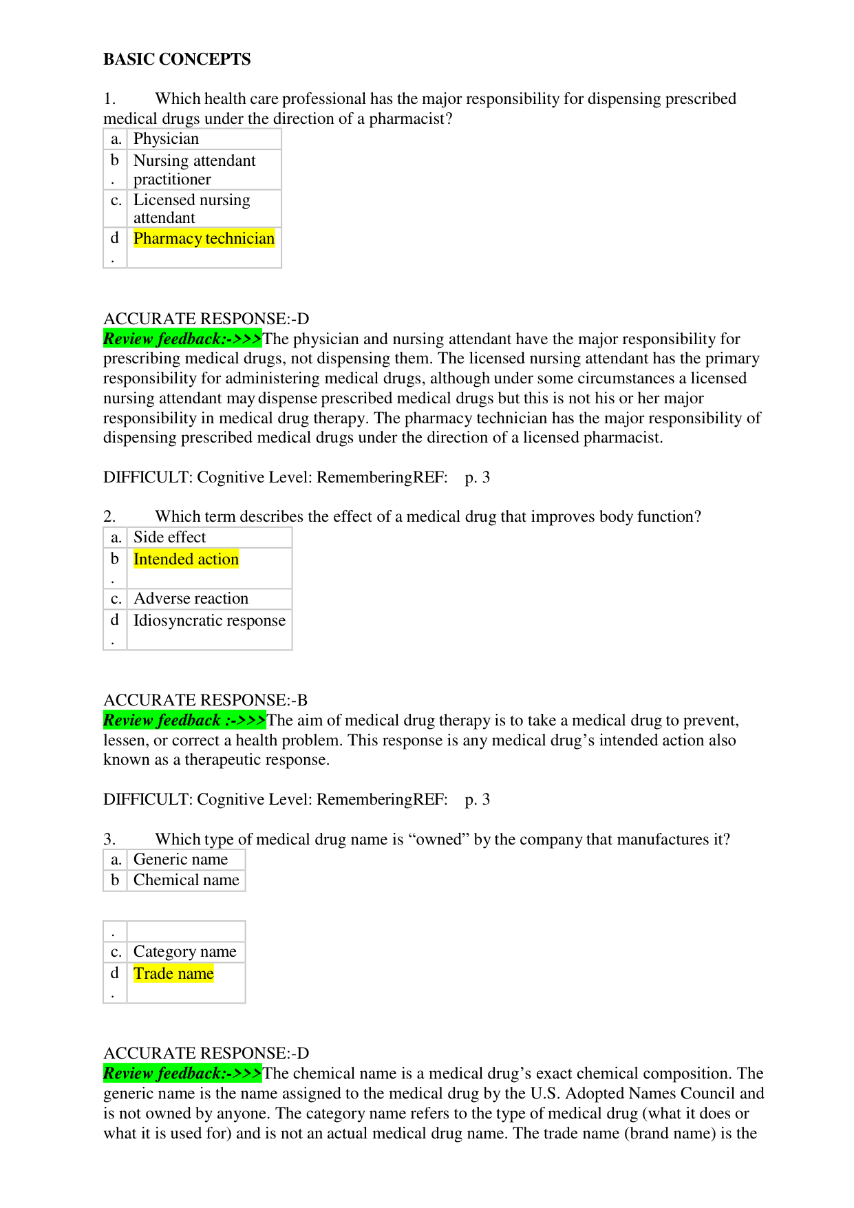 Understanding Pharmacology 3rd Edition TEST BANK