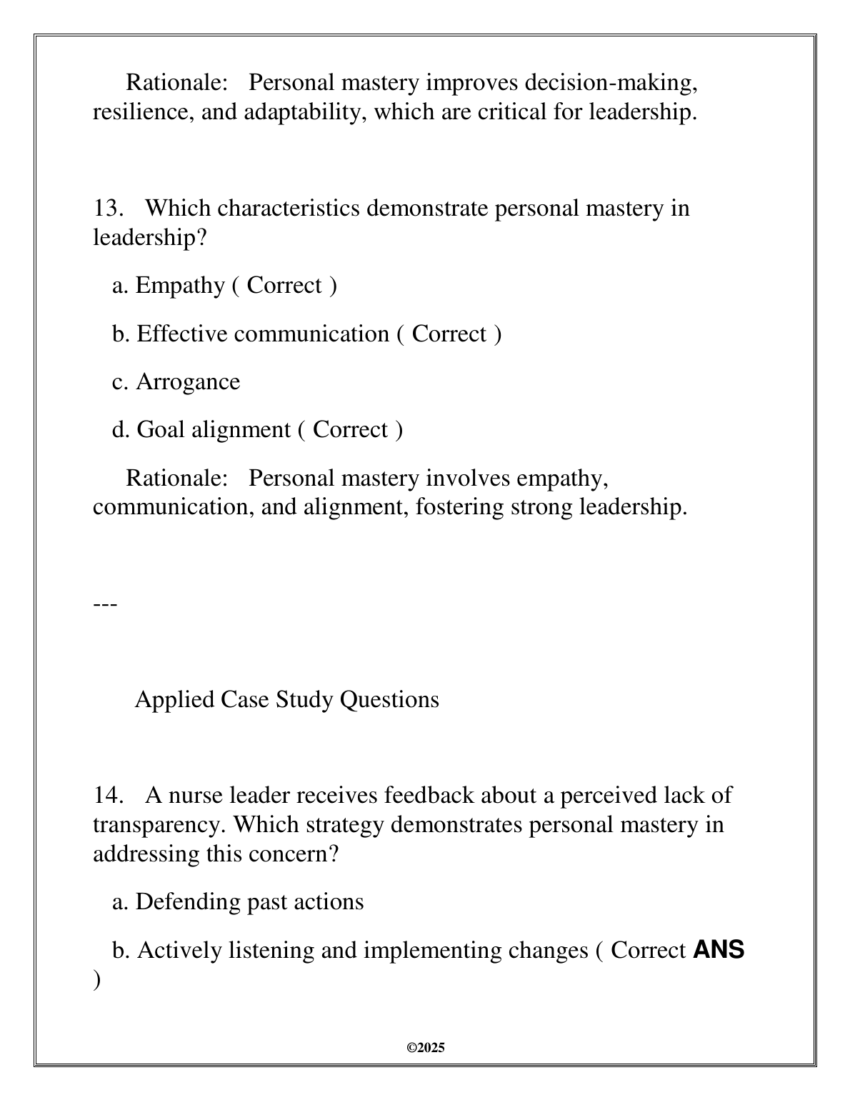 WGU NURS 6431 Leading With Personal Mastery Exam Q&A 2025 IMG-3