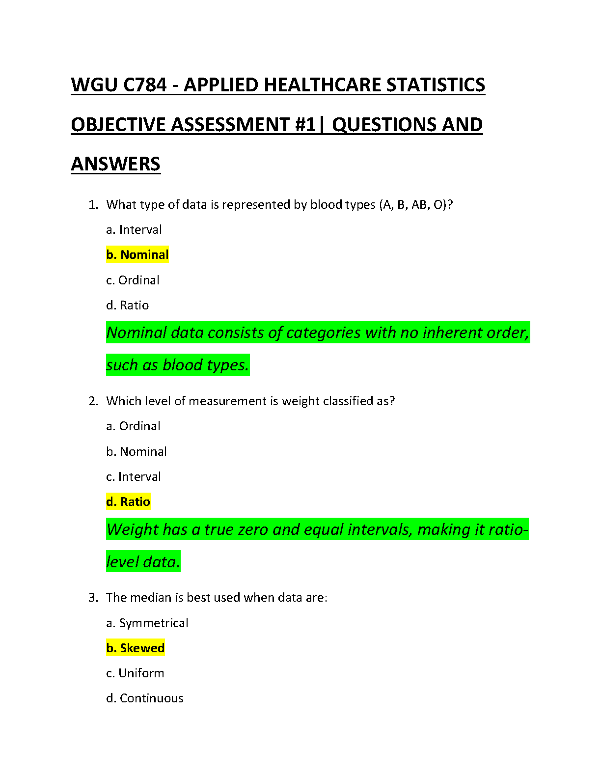 WGU C784 Applied Healthcare Stats OA1 Test Bank IMG-1