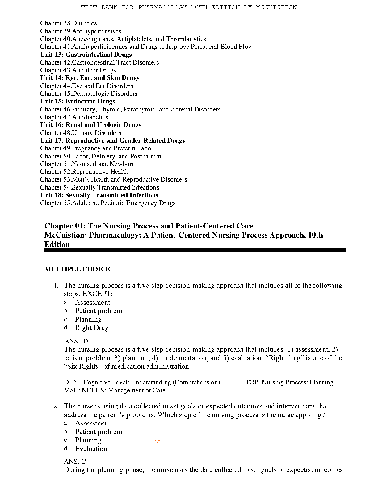 Pharmacology Test Bank 2026/27