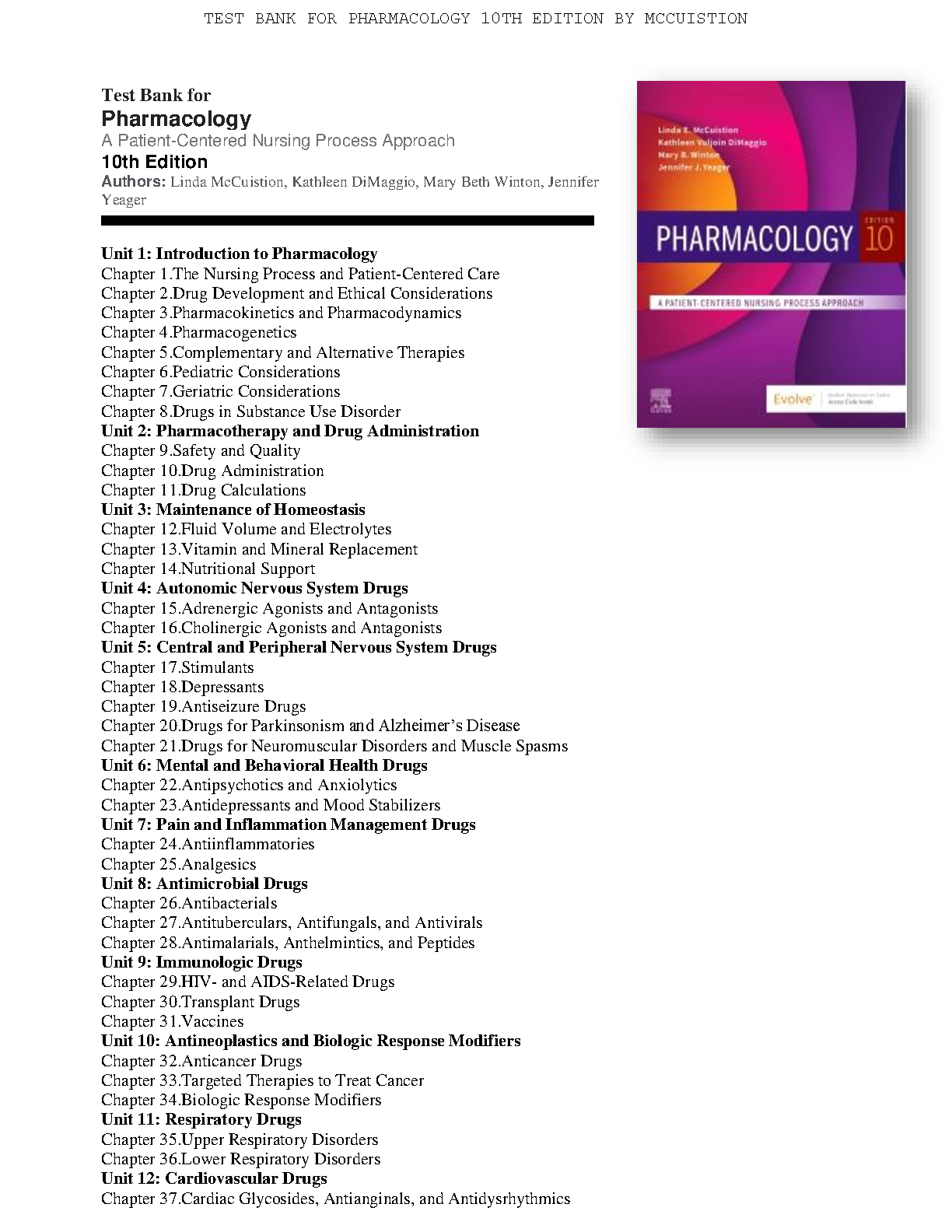 Pharmacology Test Bank 2026/27