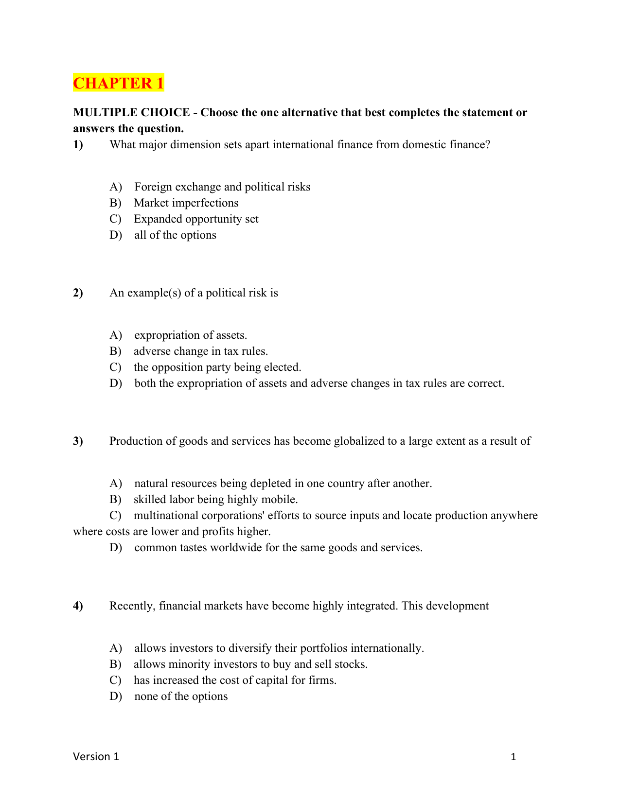 International Financial Management 9th Edition TEST BANK