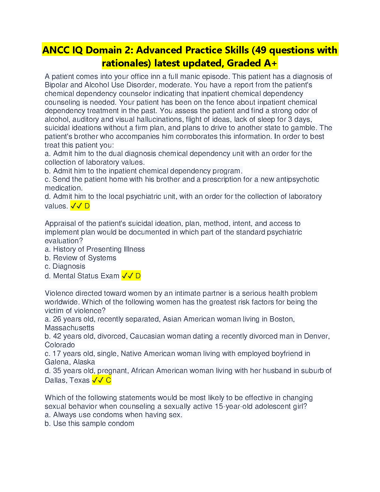 ANCC IQ Domain 2 Advanced Practice Skills Exam Prep 2026/27 IMG-1