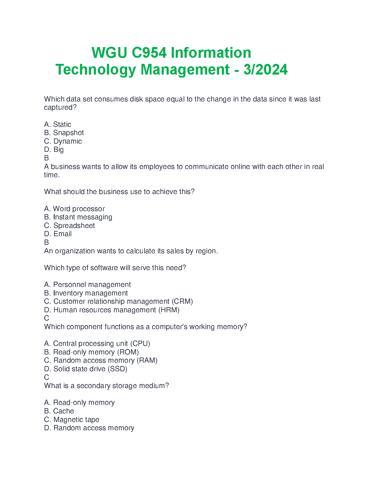 WGU C954 IT Management Exam Prep 2024 IMG-1