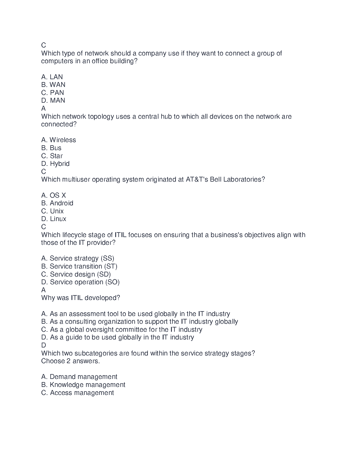 WGU C954 IT Management Exam Prep 2024