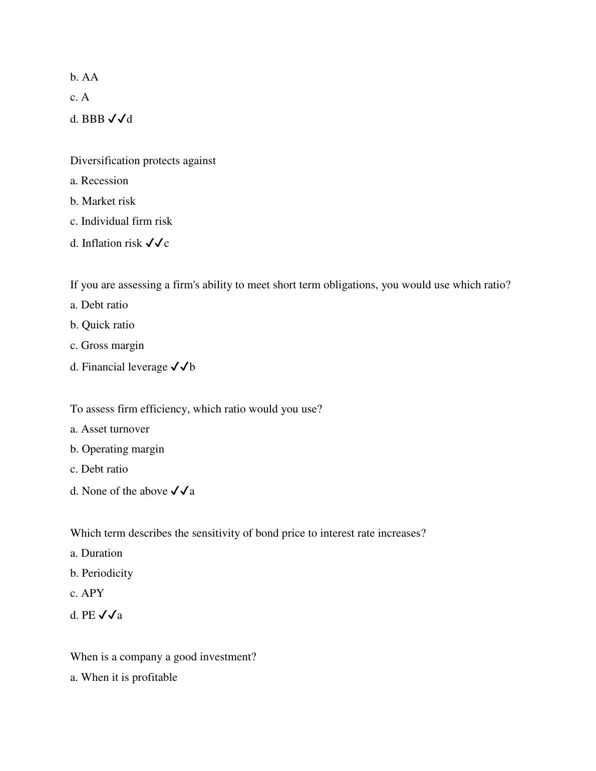 C214 Financial Mgmt Practice Exam Answers WGU