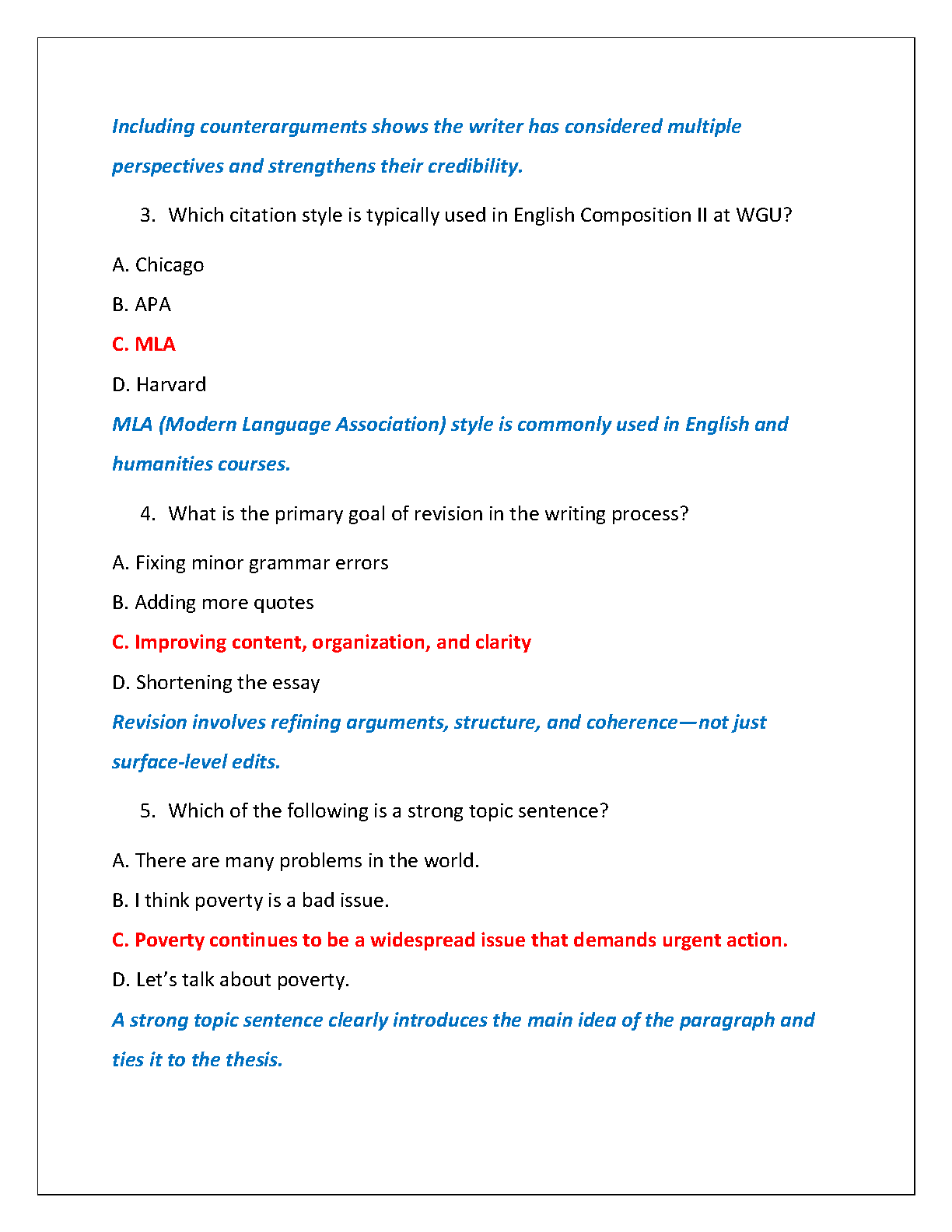 WGU C456 Eng Comp II Exam 2 Test Bank 2025 Qs and Answers