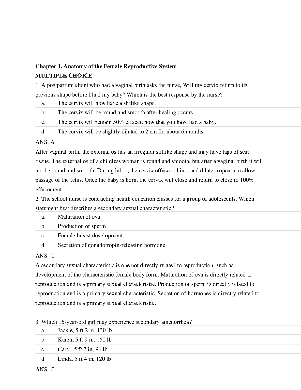 Obstetrics Test Bank 2026/27