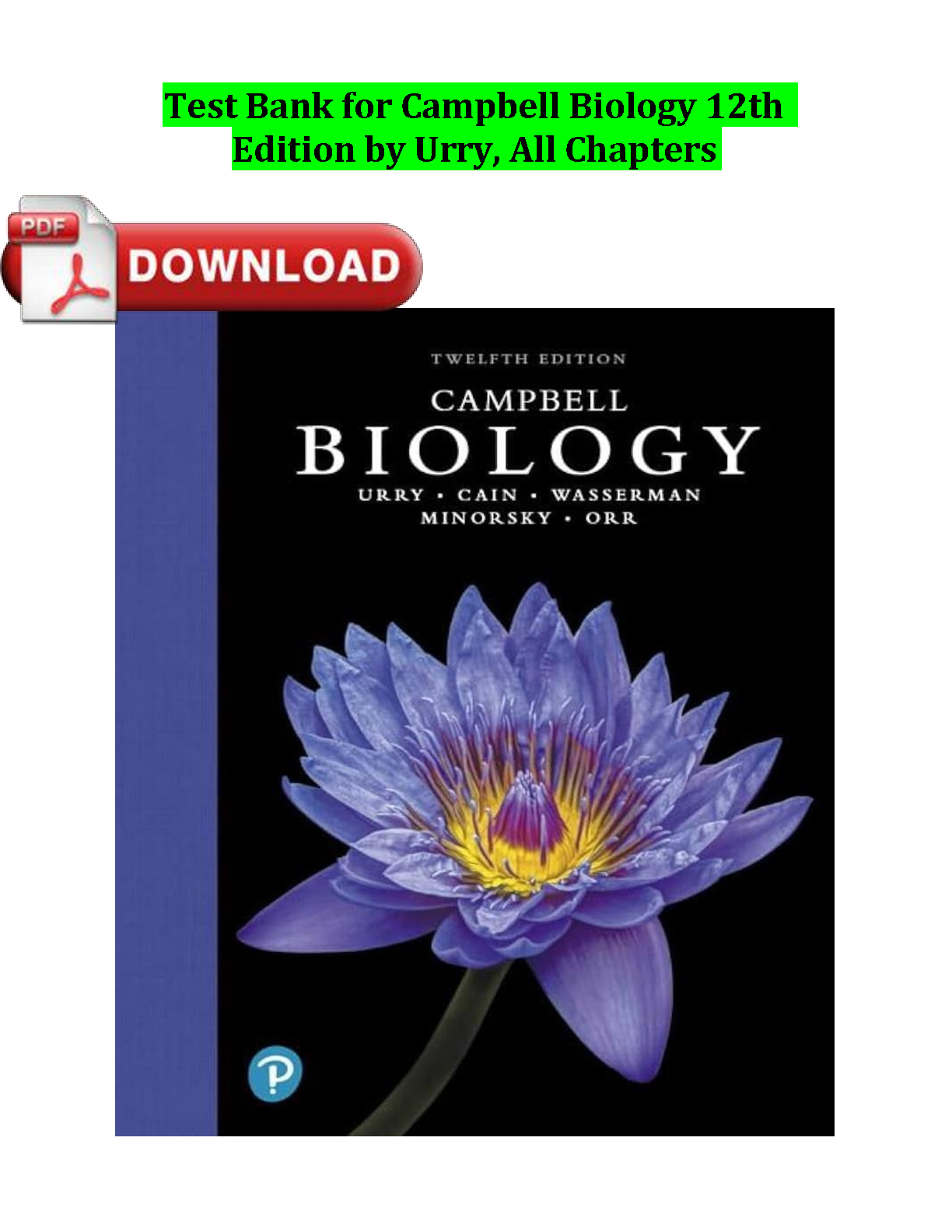 Campbell Biology 12th Edition TEST BANK