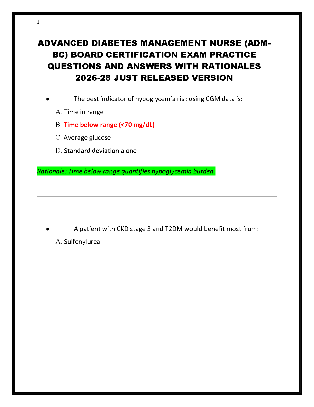 ADM-BC Exam Prep 2026: Advanced Diabetes Nursing Questions IMG-1