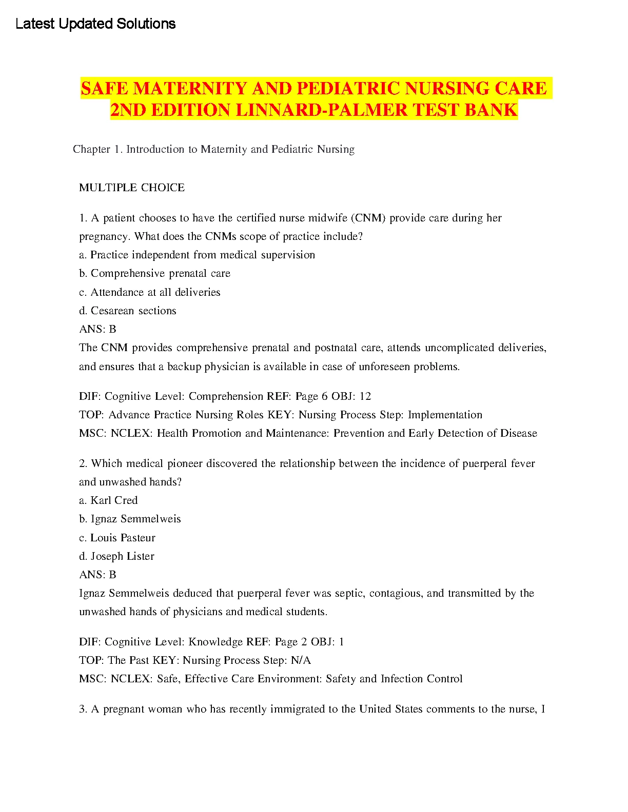 Maternity & Pediatric Nursing Test Bank 2026/27 IMG-1