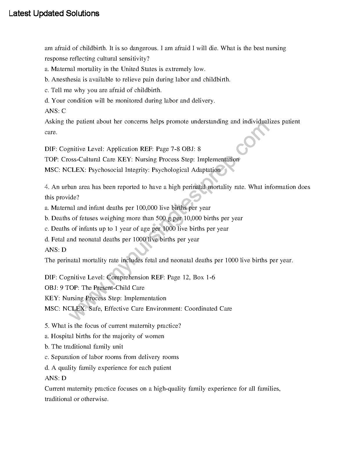 Maternity & Pediatric Nursing Test Bank 2026/27