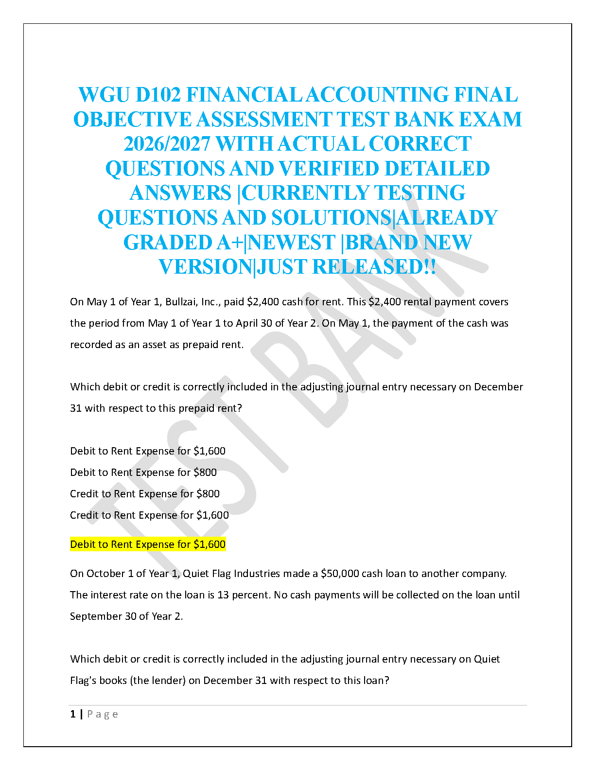 WGU D102 Financial Accounting Test Bank: Spiceland 7th Ed. IMG-1