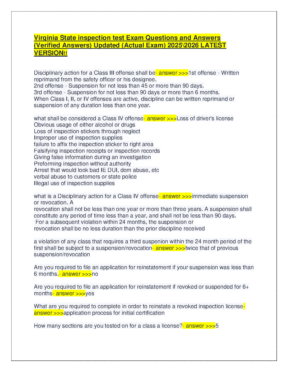 Virginia State Inspection Test Q&A Guide 2026-2027 IMG-1