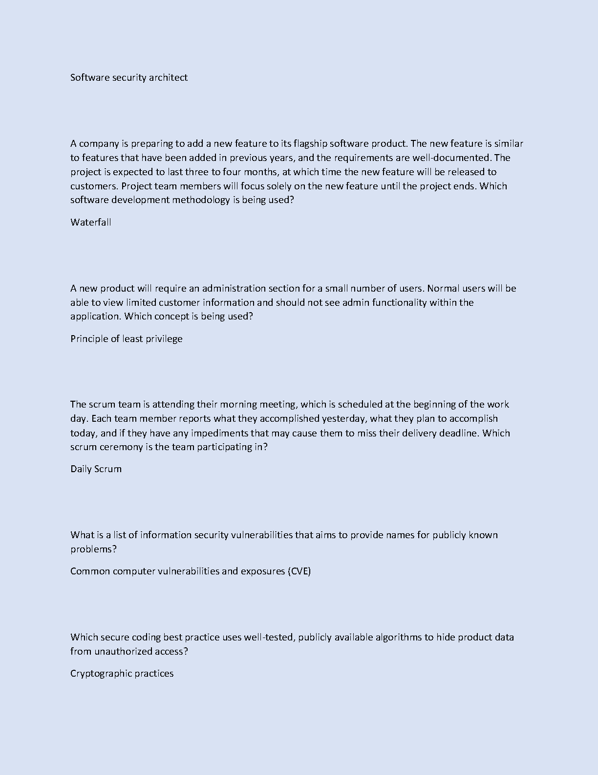 WGU D487 Secure Software Design Exam Prep 2025 Qs & As