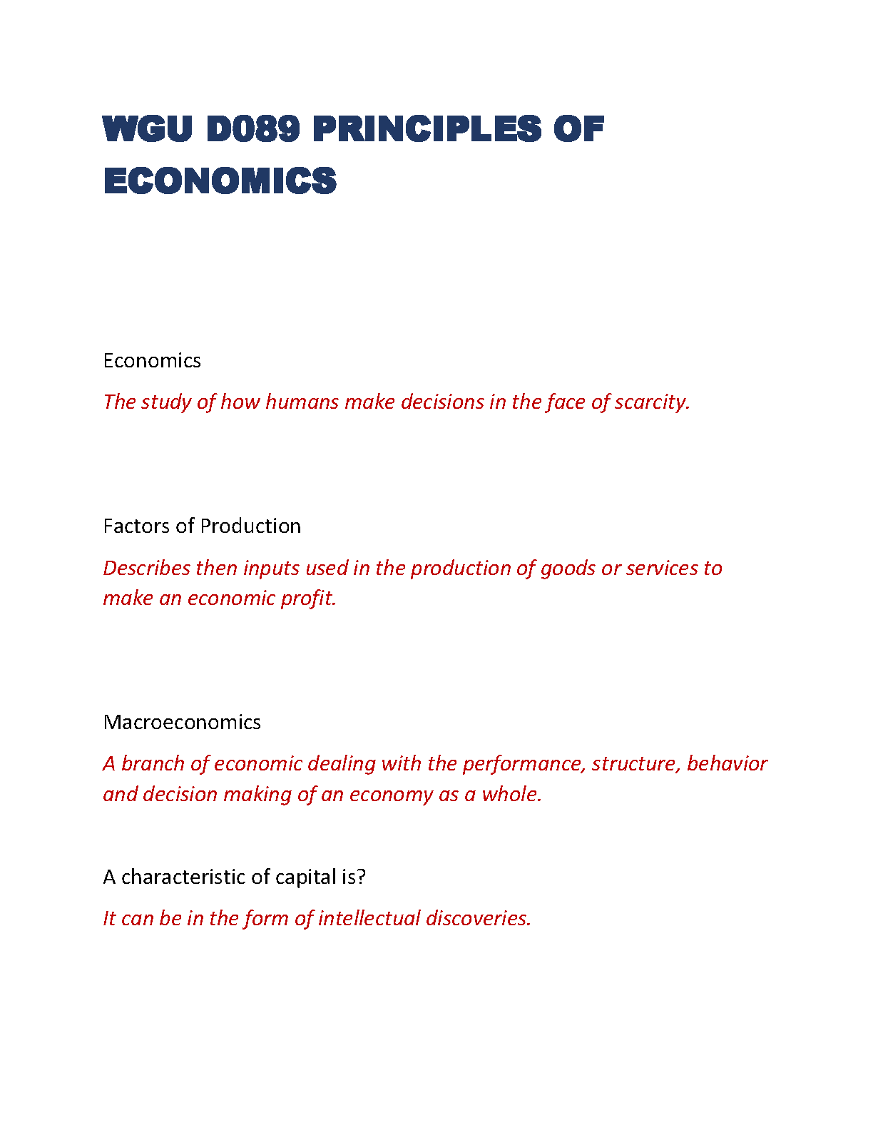 WGU D089 Economics Study Guide 2024-2025 IMG-1