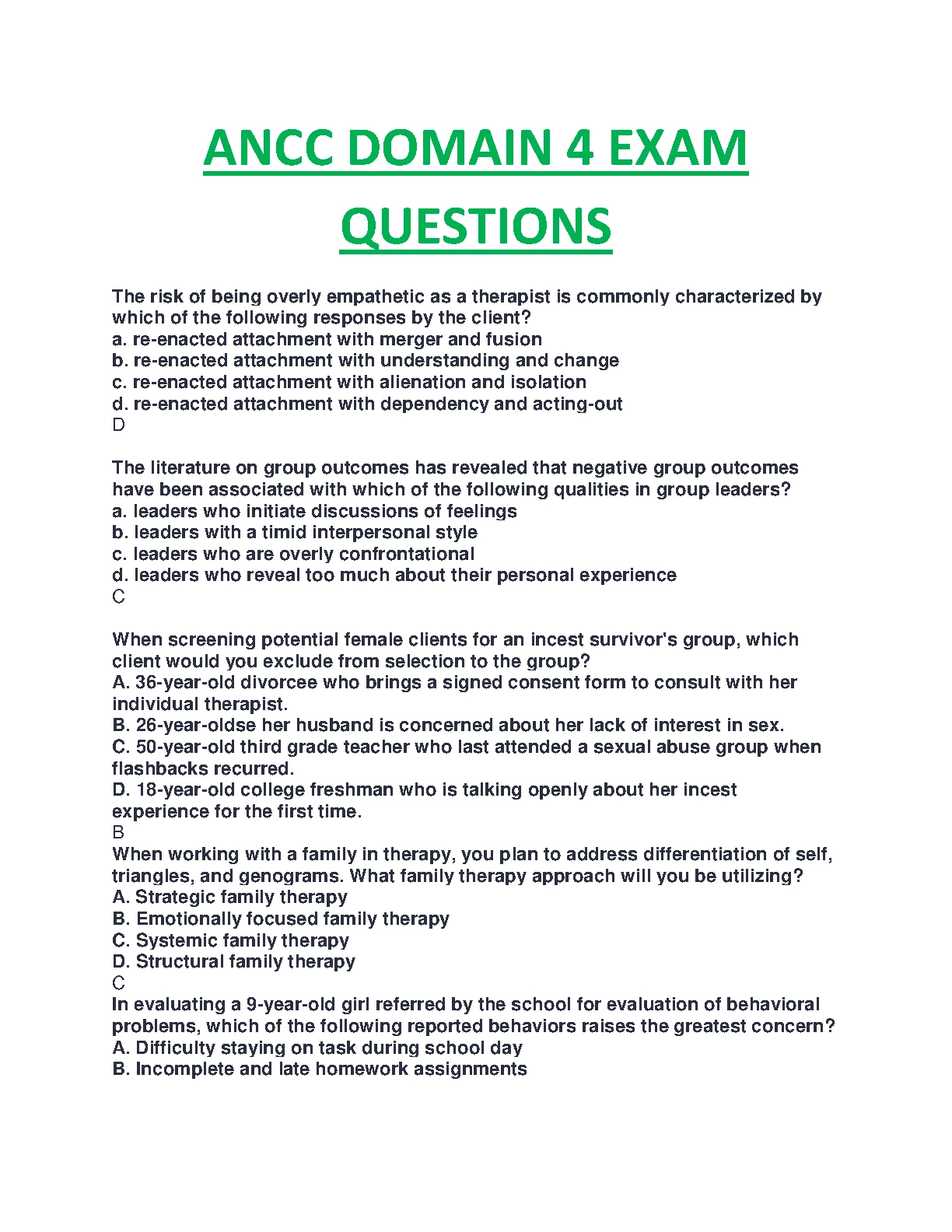 ANCC Domain 4 Psych Exam Prep 2026/2027
