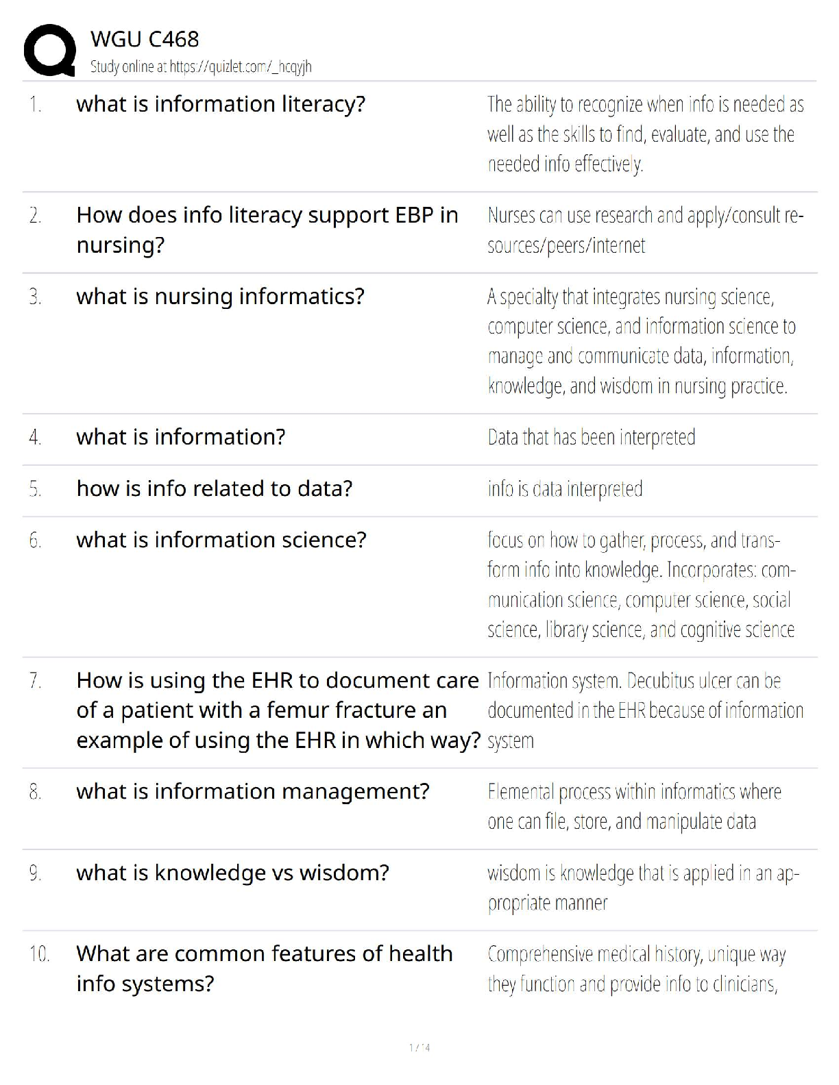 WGU C468 Nursing Informatics & Info Lit Study Guide 2024-2025 IMG-1