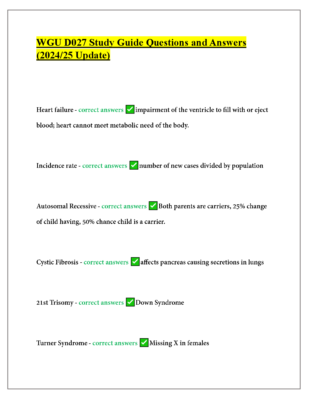 WGU D027 Study Guide 2024 Q&A for First Attempt Success