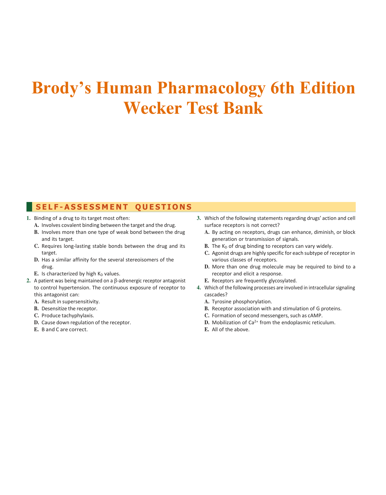 Brody’s Human Pharmacology 6th Edition