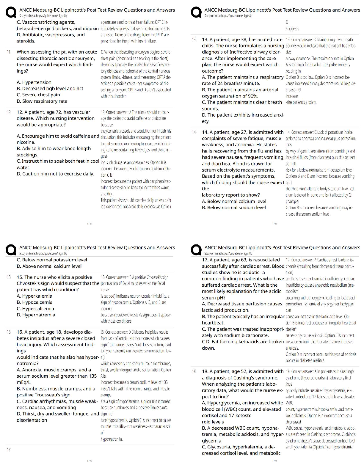 ANCC Med-Surg BC Exam Prep 2025/26 | Post-Test Questions