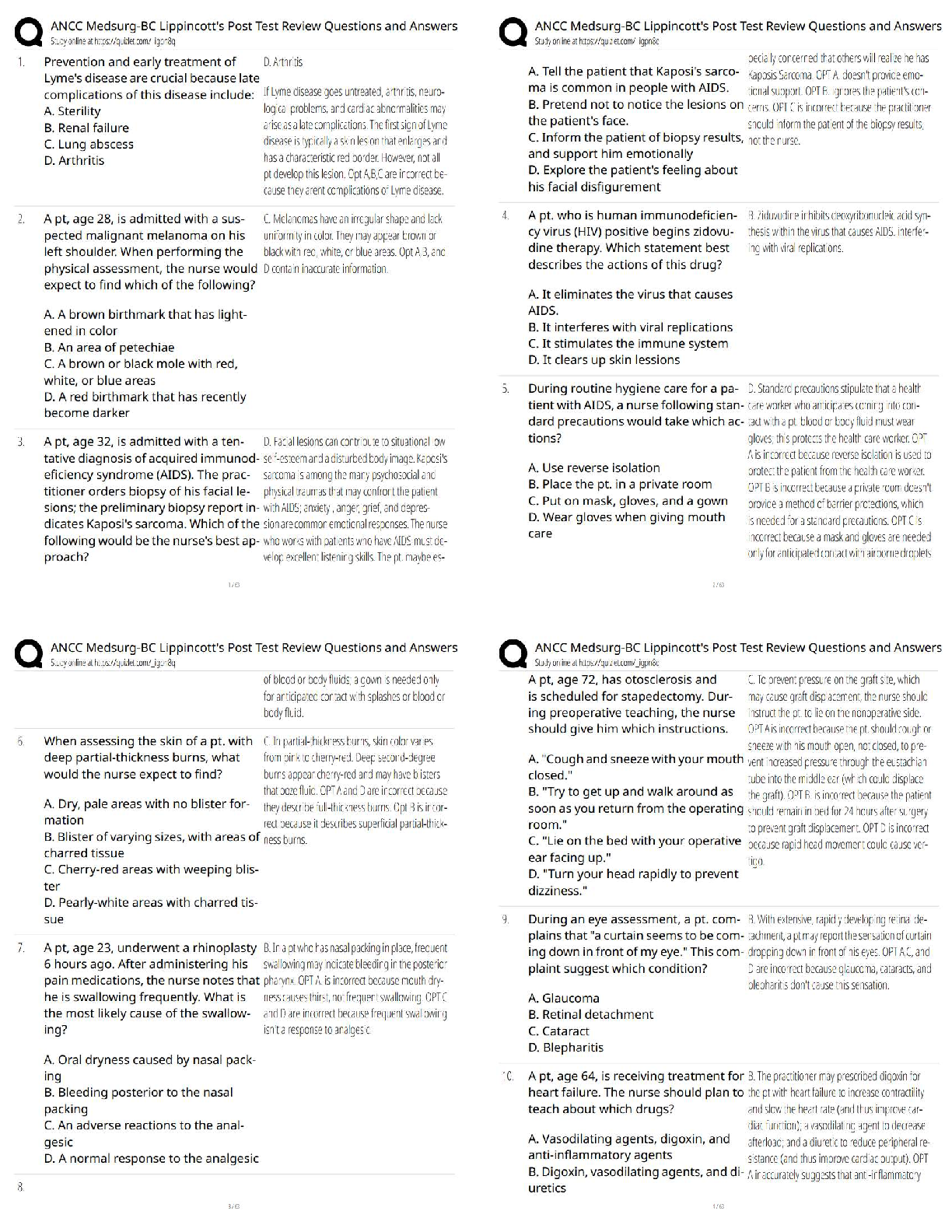 ANCC Med-Surg BC Exam Prep 2025/26 | Post-Test Questions