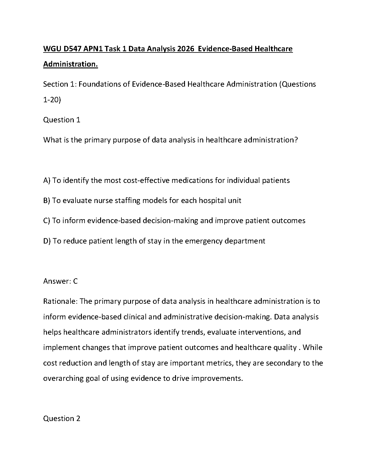 WGU D547 APN1 Task 1 Data Analysis Evidence Based Health Admin IMG-1