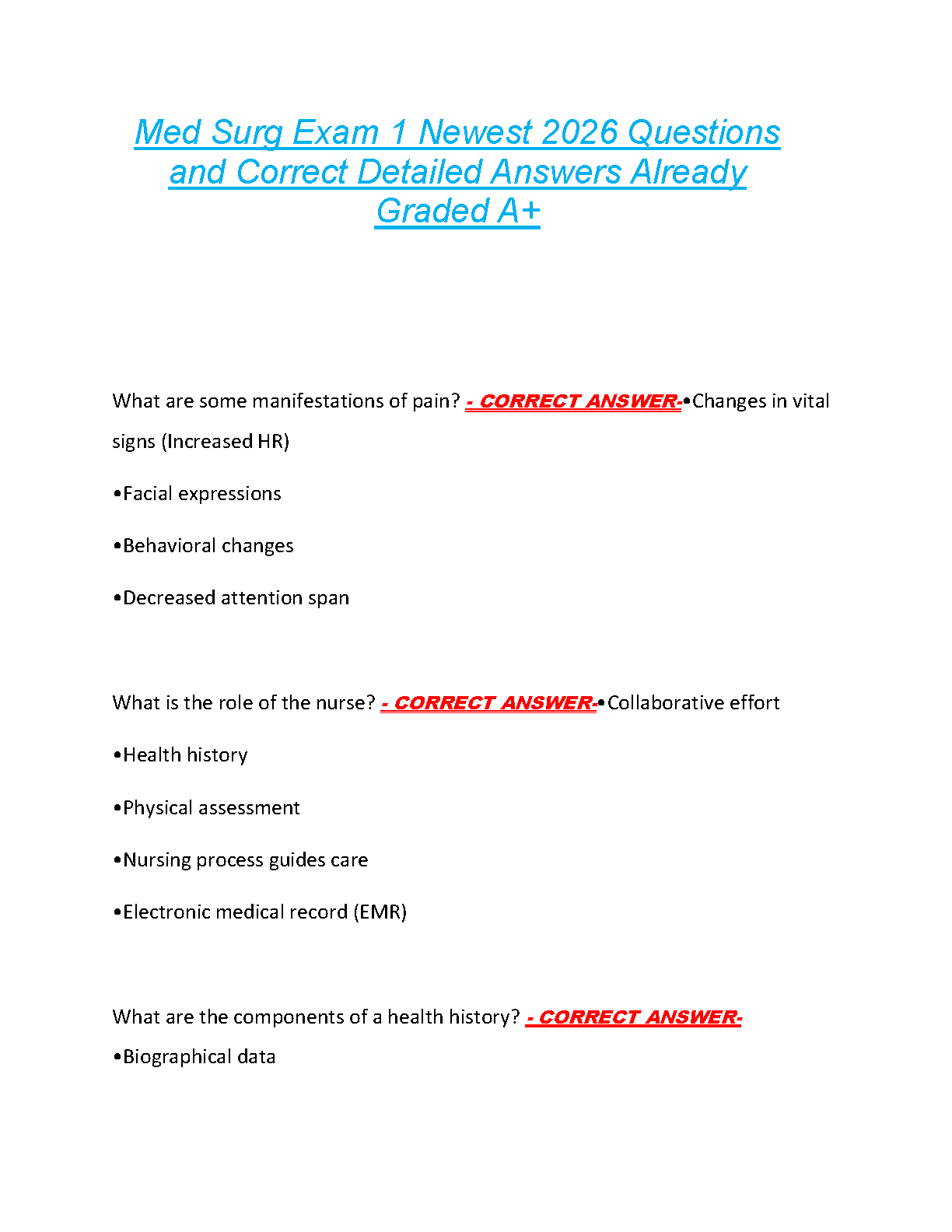 Med Surg Exam 1 Test Bank: Lewis Nursing Q&A 2026/27 IMG-1