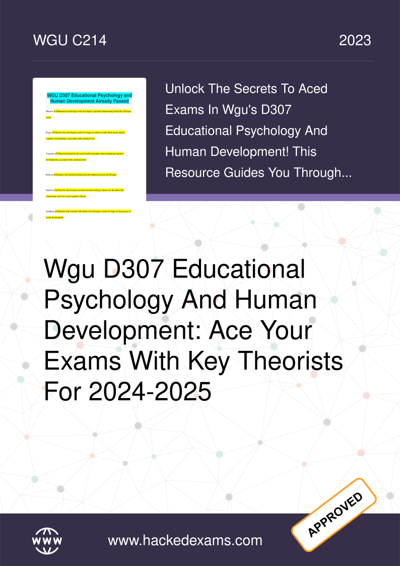 WGU D307 Educational Psychology Study Guide and Exam Prep