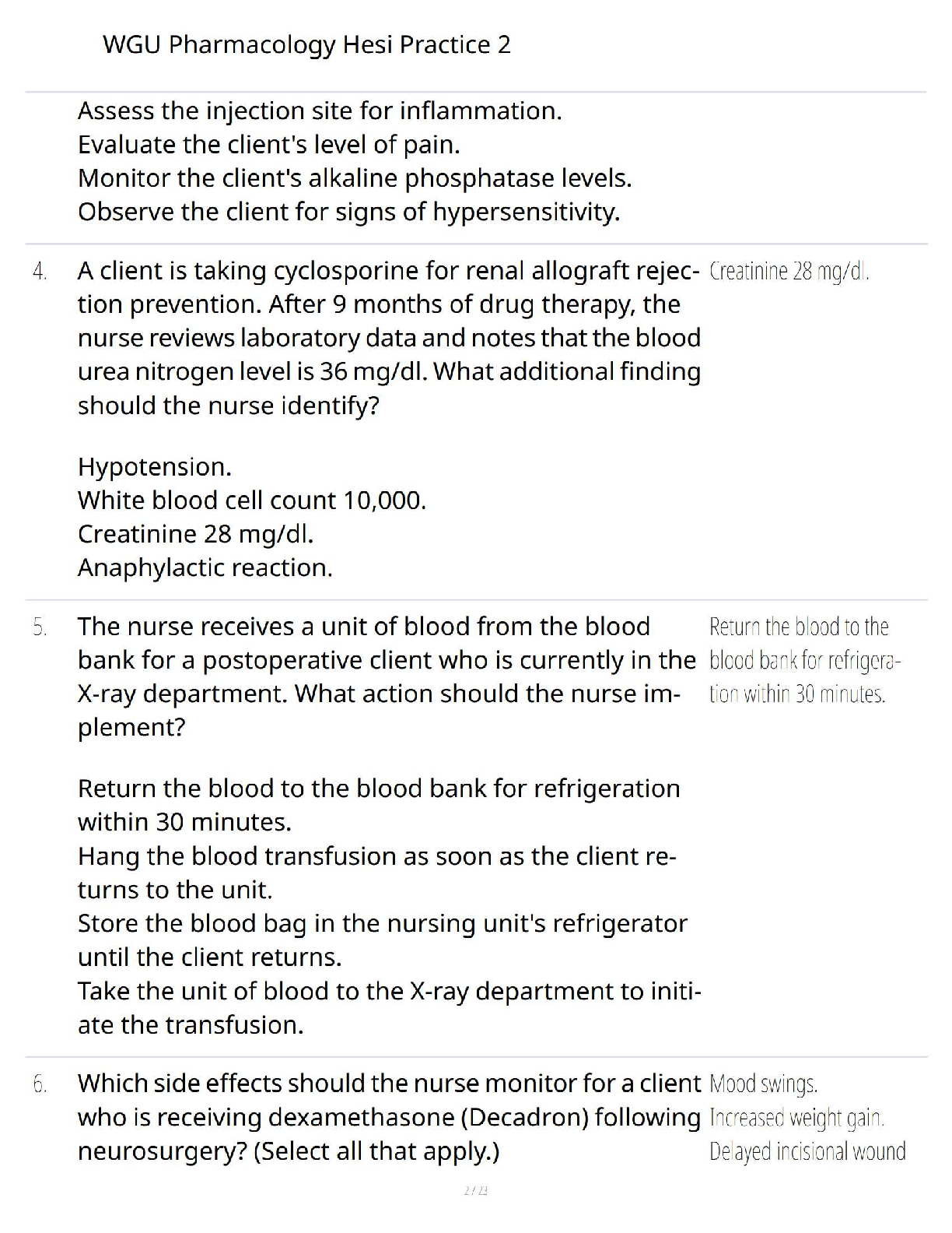 WGU Pharmacology HESI Practice 2 Study Guide 2025