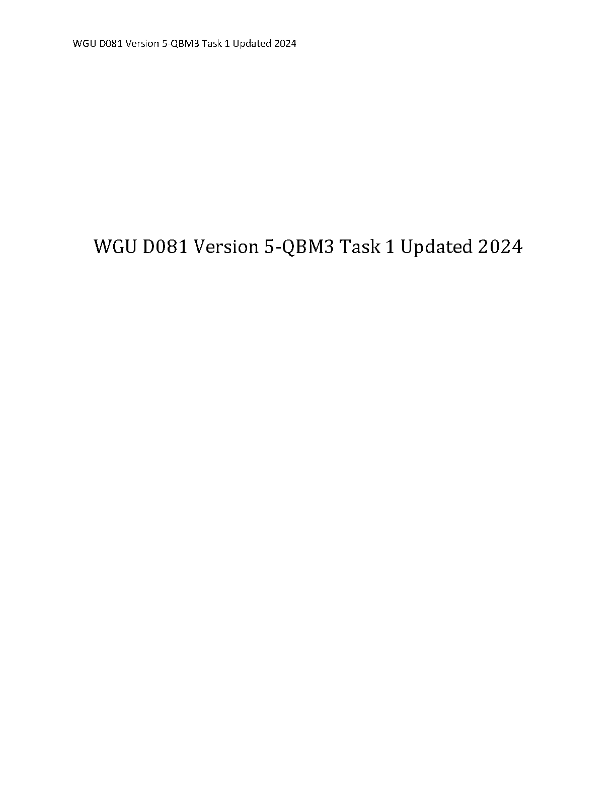 WGU D081 QBM3 Task 1 Study Guide & Exam Prep IMG-1