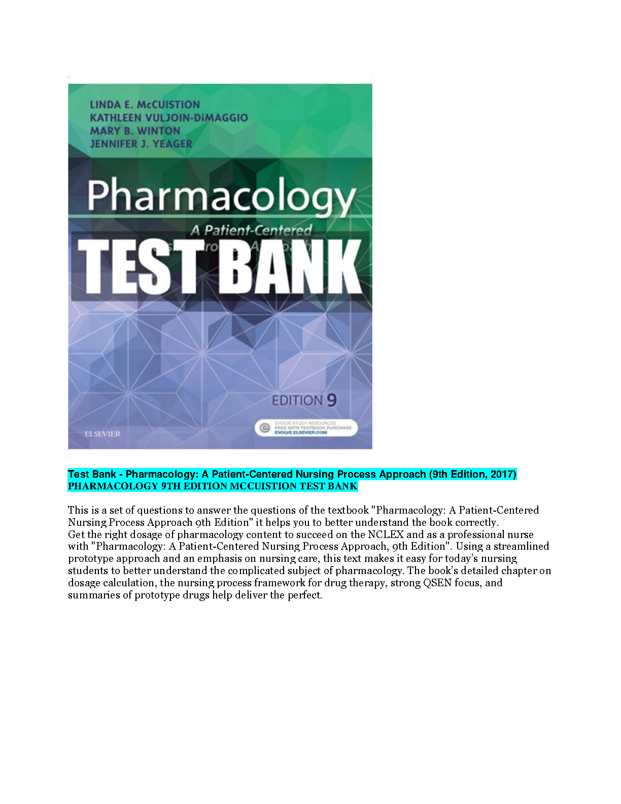 Pharmacology Test Bank 9th Ed 2026/27 IMG-1