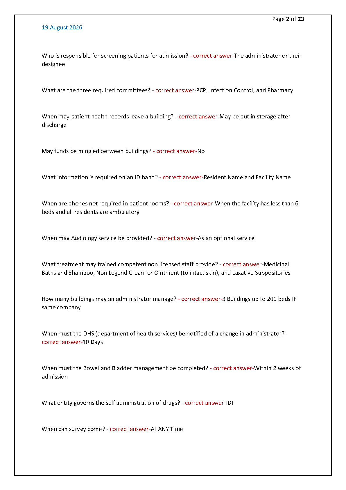 CA Nursing Home Admin Exam Test Bank 2026-2027