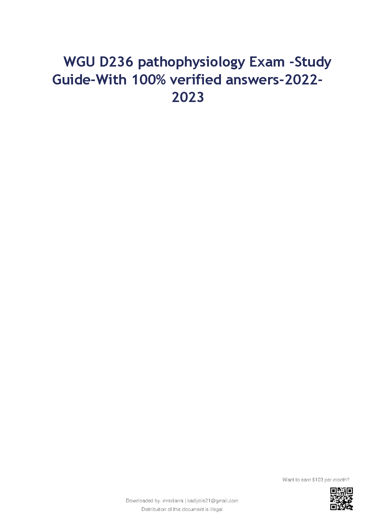 WGU D236 Pathophysiology Exam Study Guide 2024