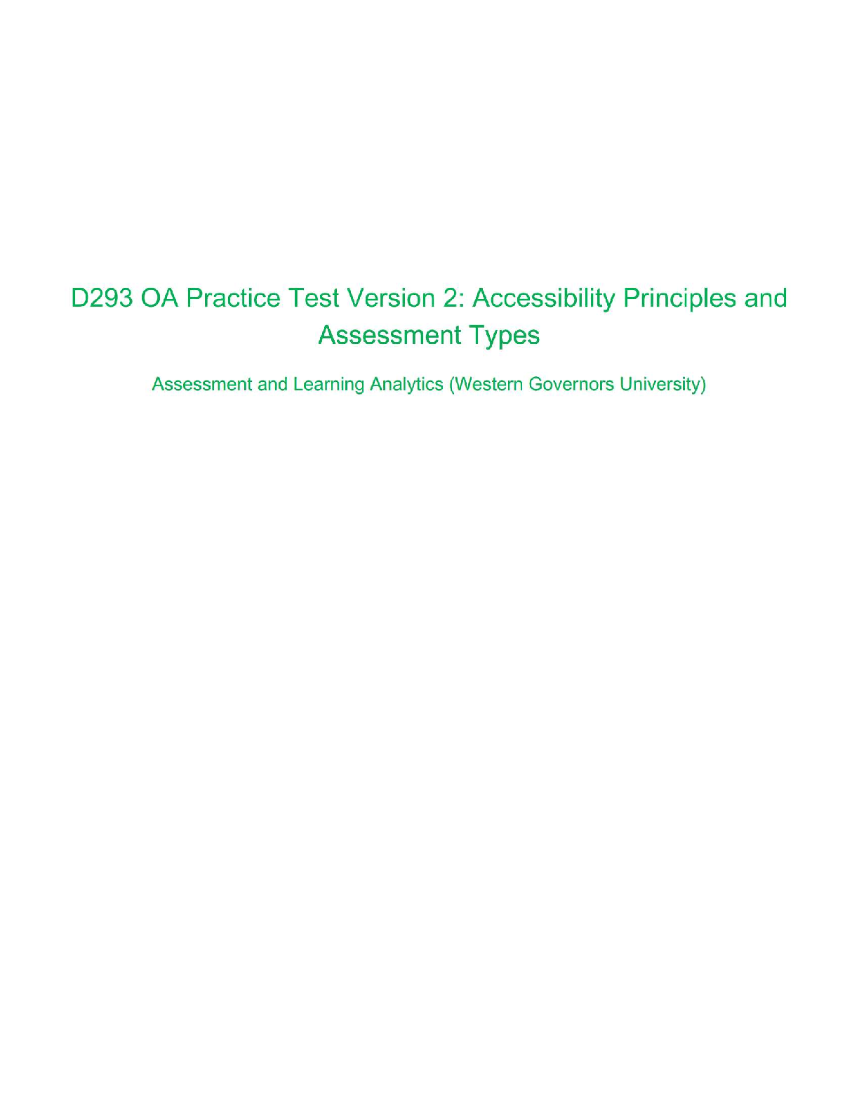 WGU D293 OA Practice Test V2 | Accessibility & Assessment Types 2026/27