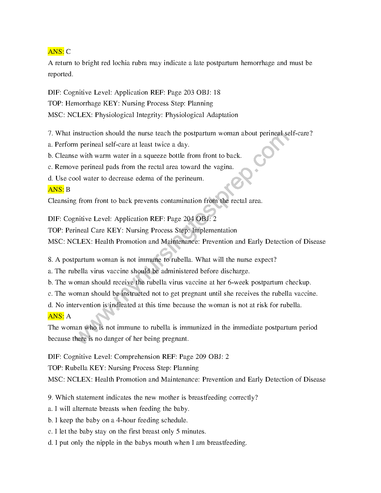 Maternity & Pediatrics Nursing Test Bank 2026/27 IMG-1