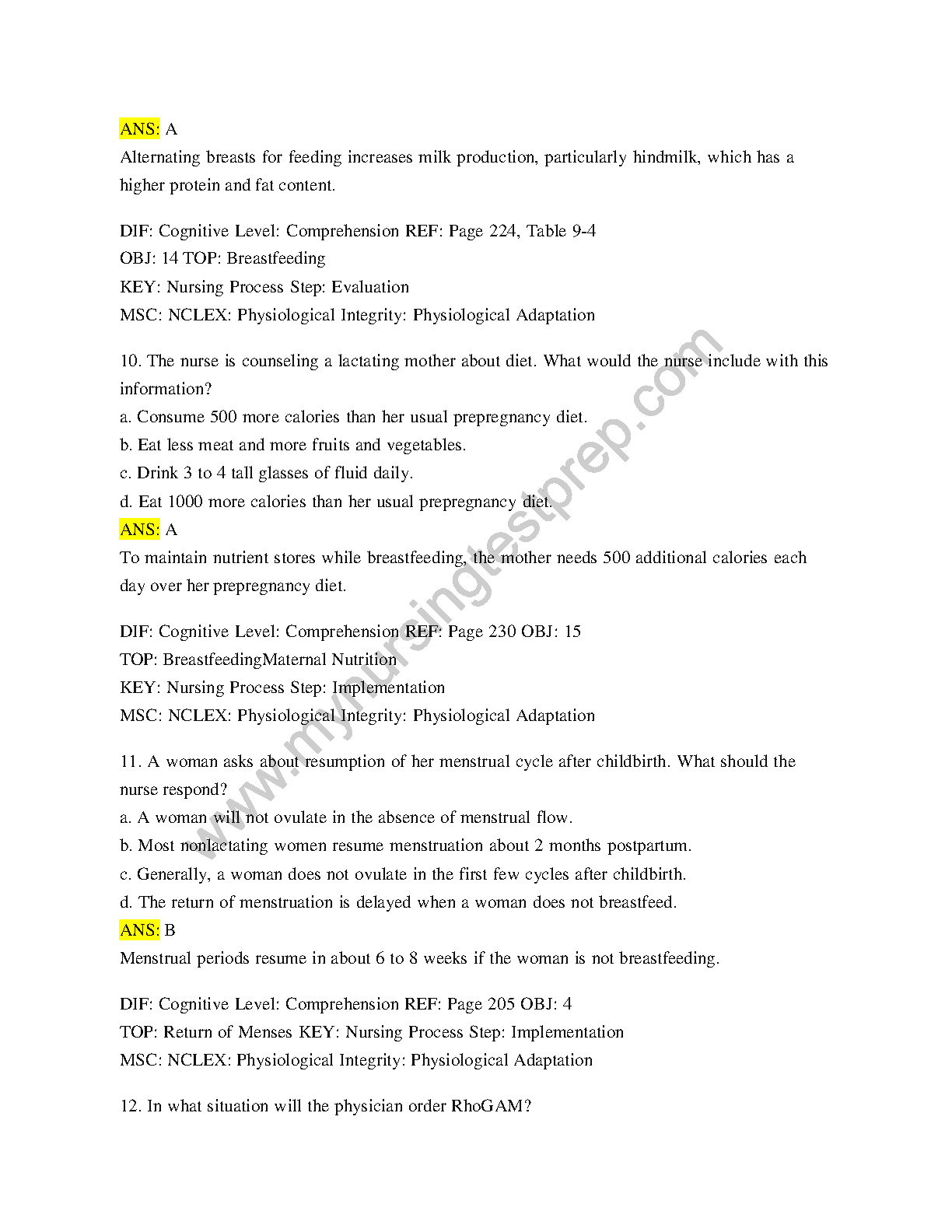 Maternity & Pediatrics Nursing Test Bank 2026/27