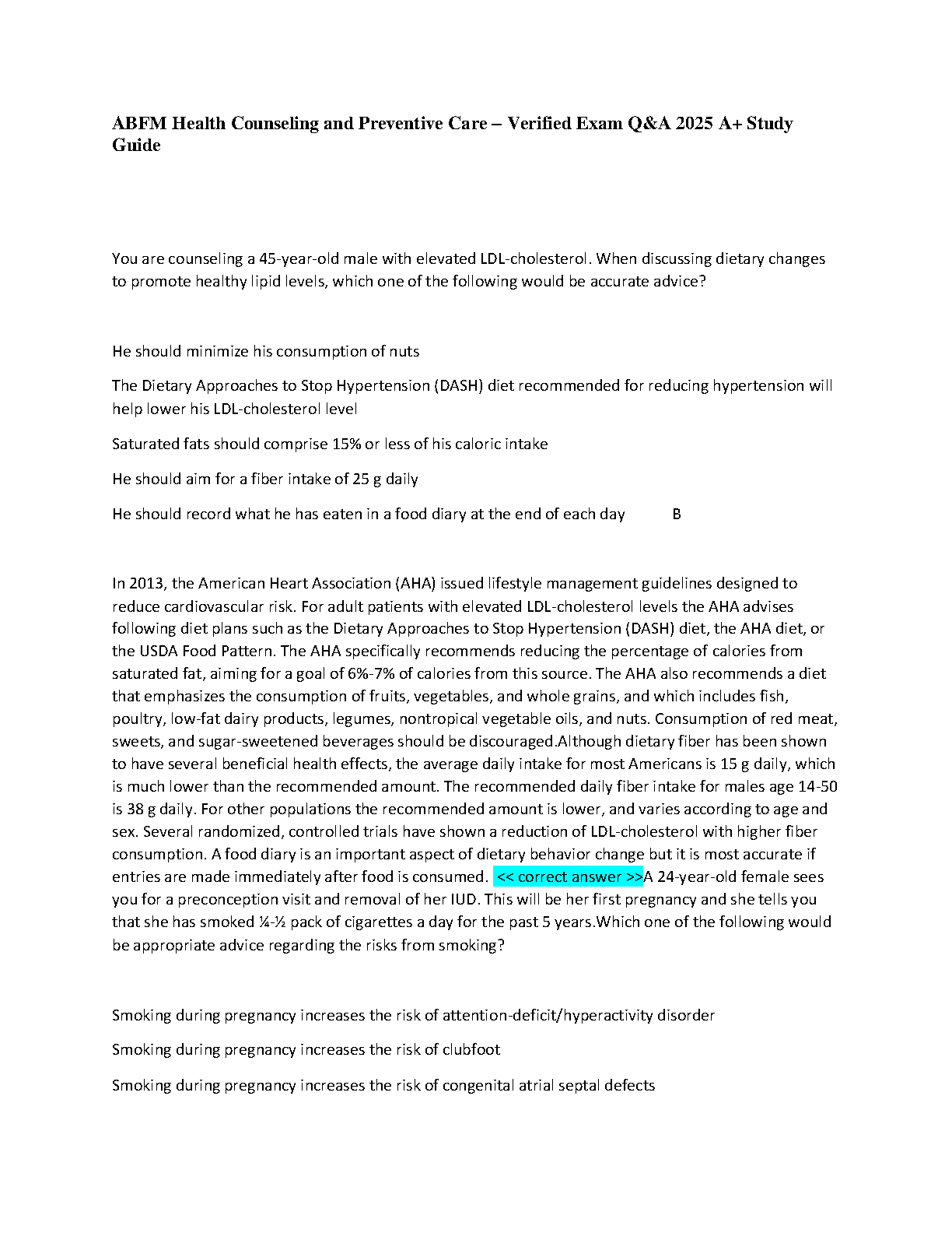 ABFM Health Counseling Exam Prep Guide 2026/27 Q&A Study Kit