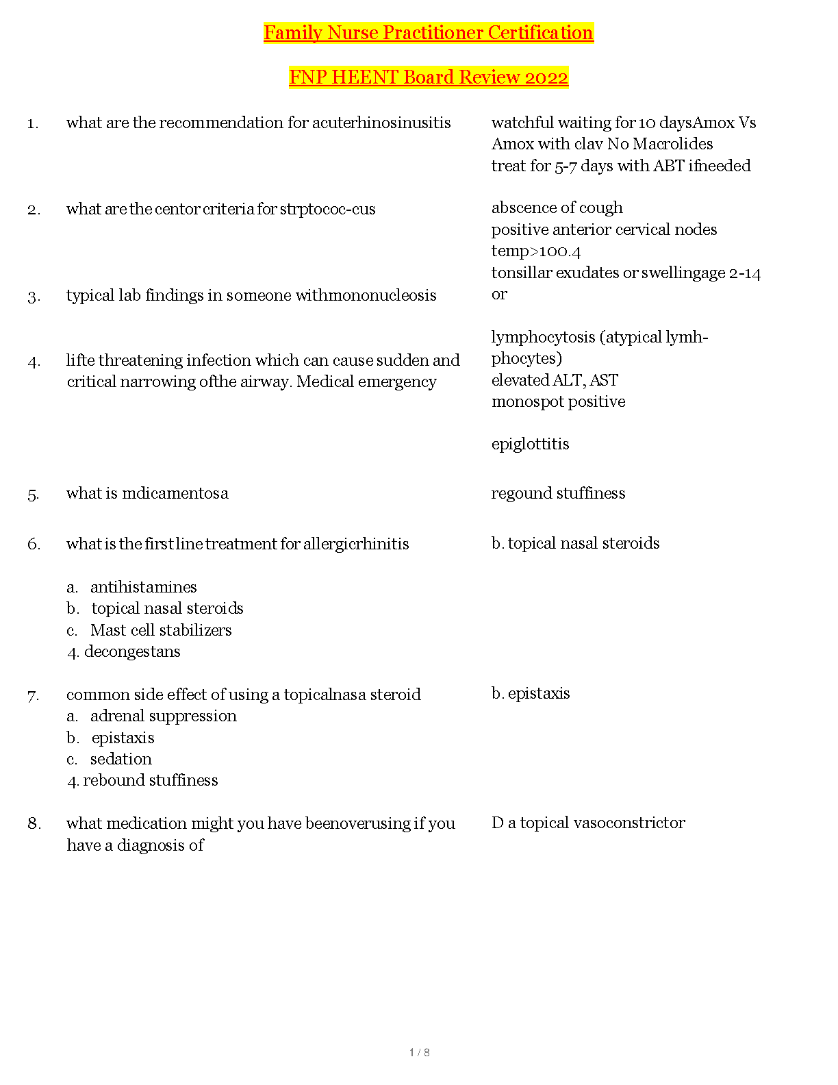FNP HEENT Board Review 2026 AANP ANCC Study Guide