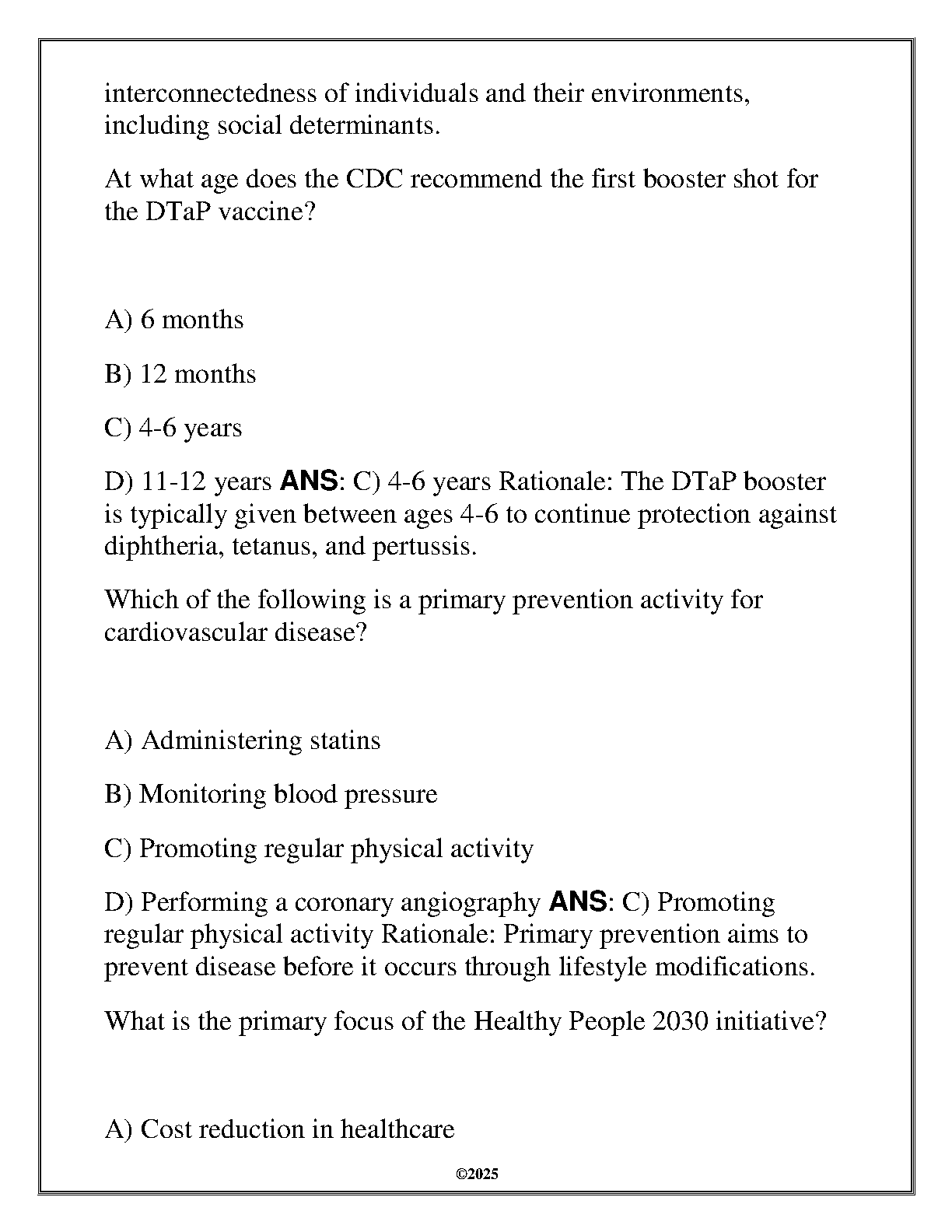 WGU NURS 6820 Health Promotion OA Q&A 2025