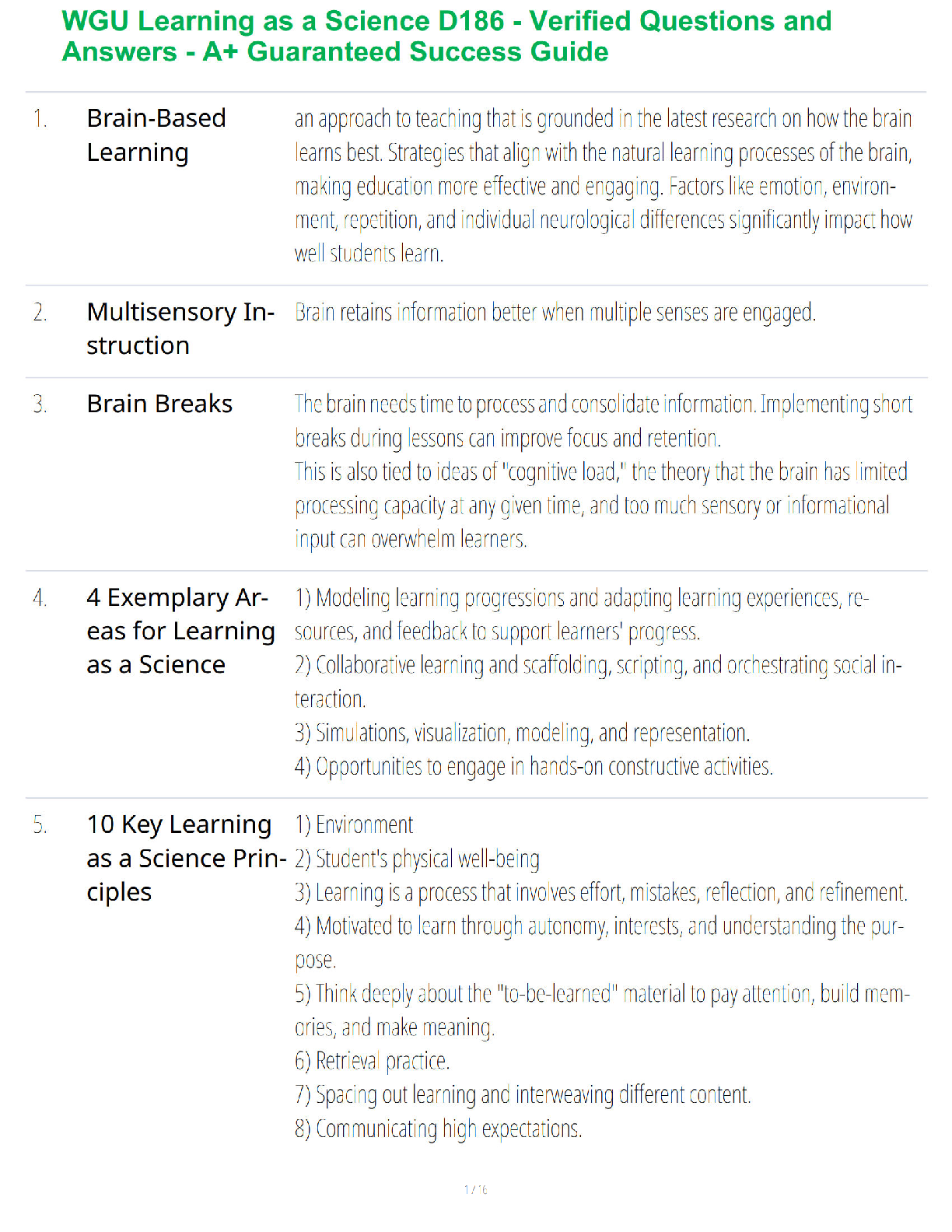 WGU D186 Learning as a Science Study Guide 2026-2027