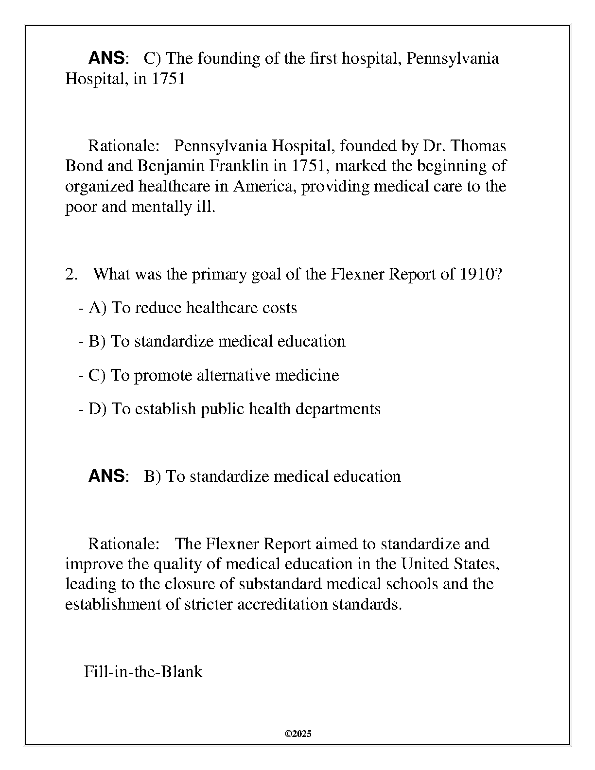 HLTH 2160 History of Healthcare in America FA Guide
