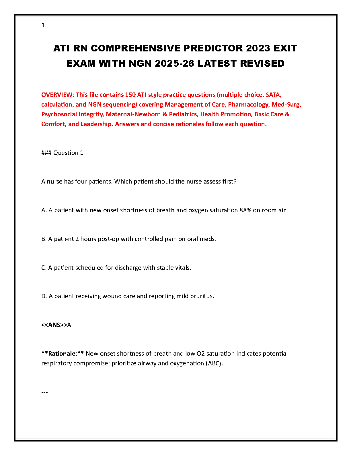 ATI RN Predictive Test Bank 2026/27 | NCLEX Review Guide