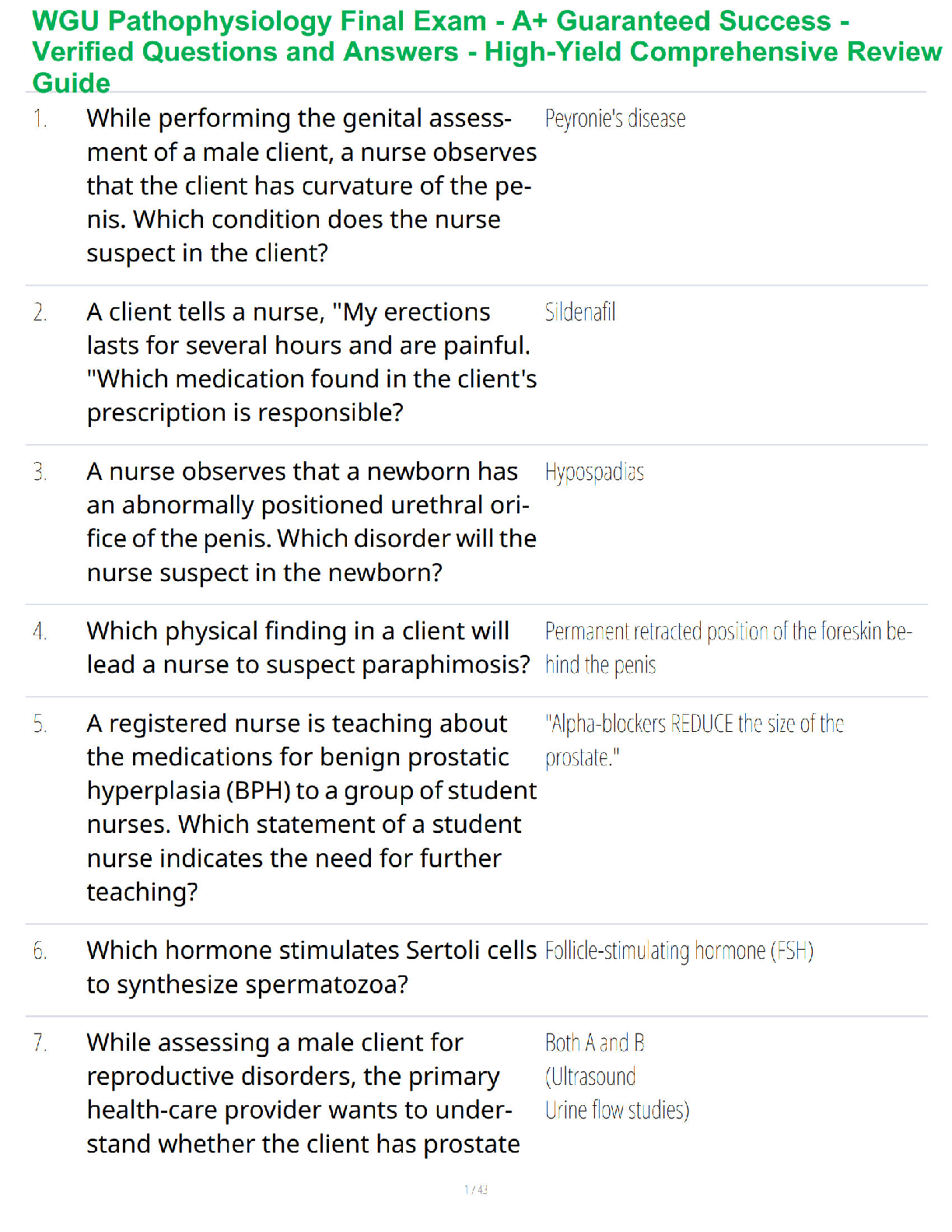 WGU Pathophysiology Final Exam Q&A Study Guide IMG-1