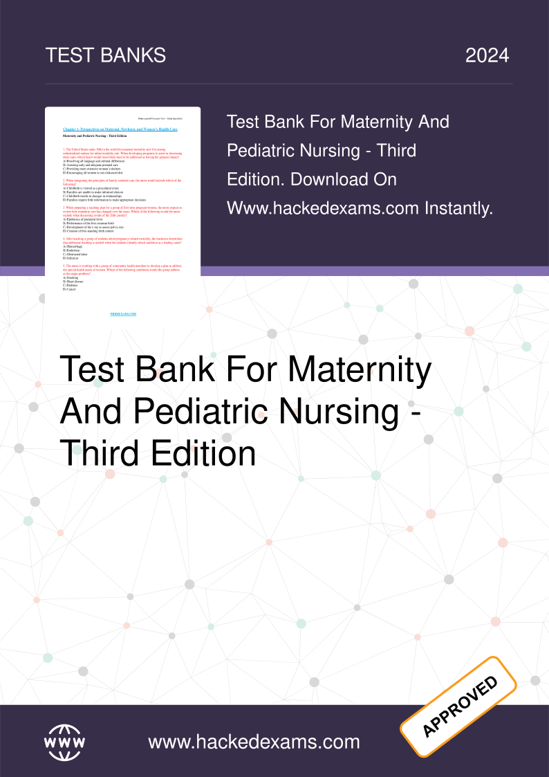 Maternity & Pediatric Nursing Test Bank Ed 3