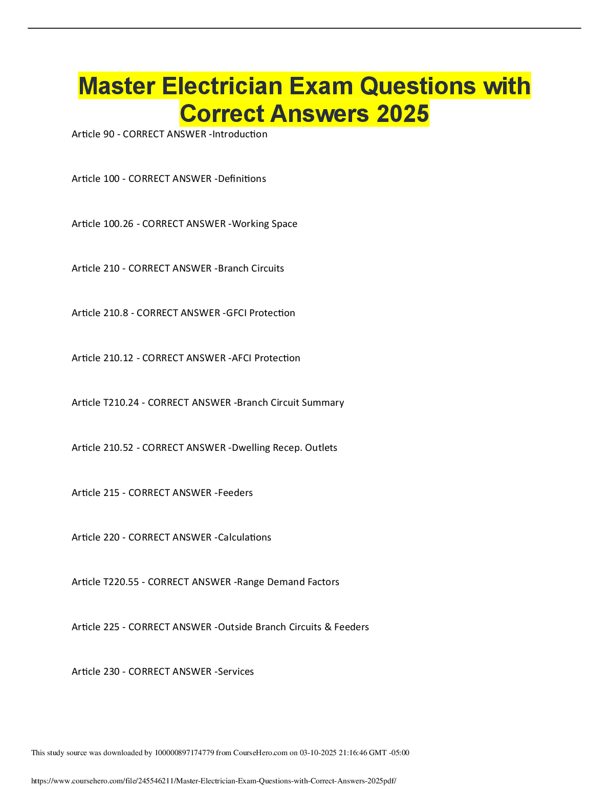Master Electrician Exam 2026/27 Test Bank NEC Q&A Guide